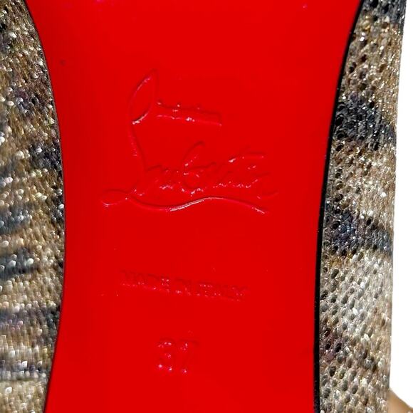 CHRISTIAN LOUBOUTIN Pigalle Follies Tiger Print Glitter Gold Platine - Picture 8 of 13